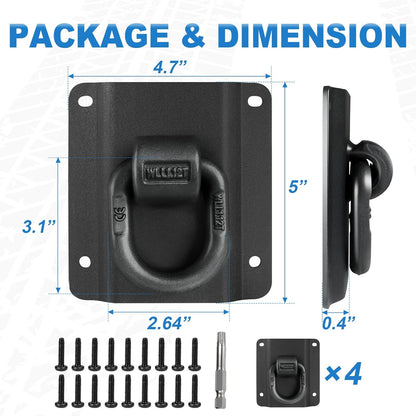 4-Pack Boxlink Tie Down Anchors for 2015-2025 Ford F-Series - Heavy Duty, Replaces FL3Z-99000A64-B & FL3Z-9928408-AB