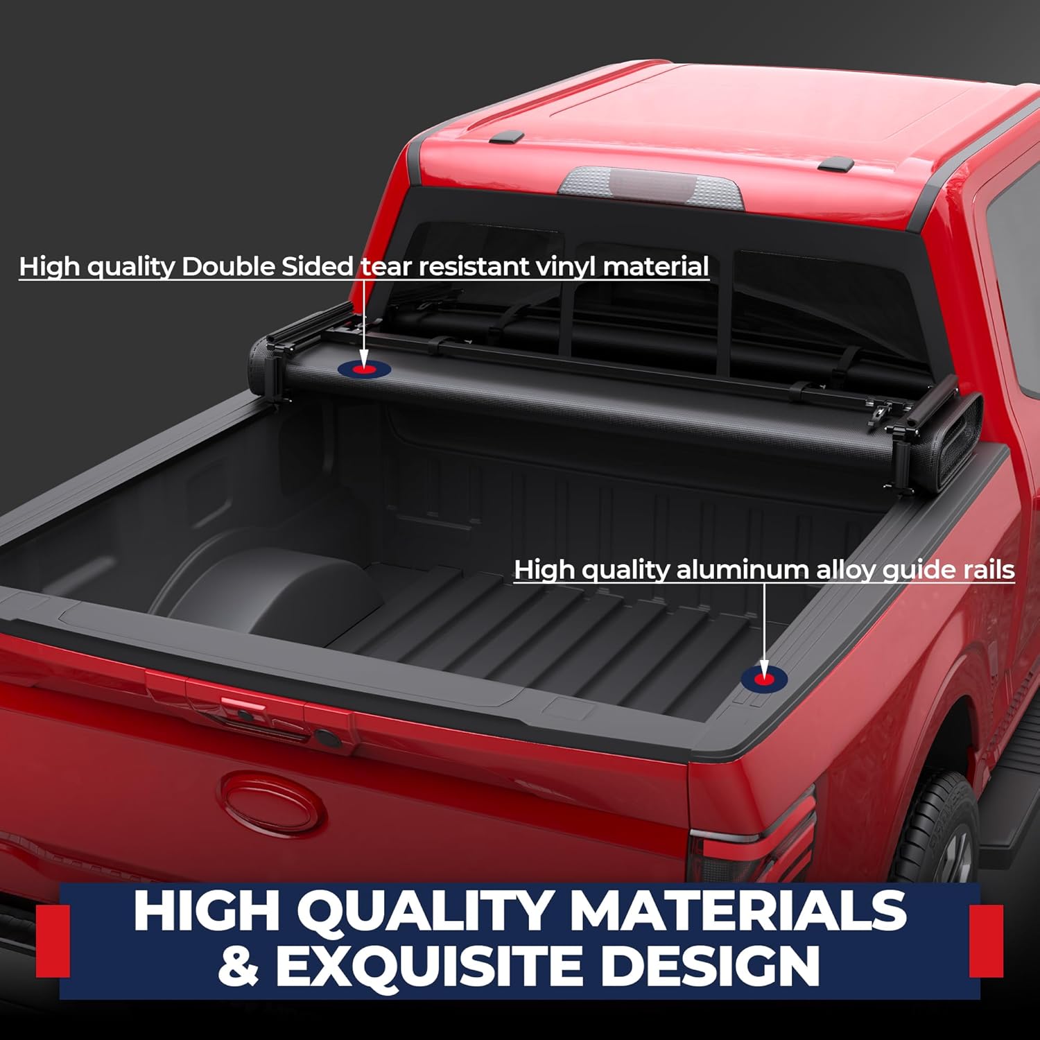 MOSTPLUS Quad Fold Soft Truck Bed Tonneau Cover On Top Compatible for 2015-2024 2025 Ford F150 F-150 Bed Fourth Fold Styleside 5.5 FT Bed Cover