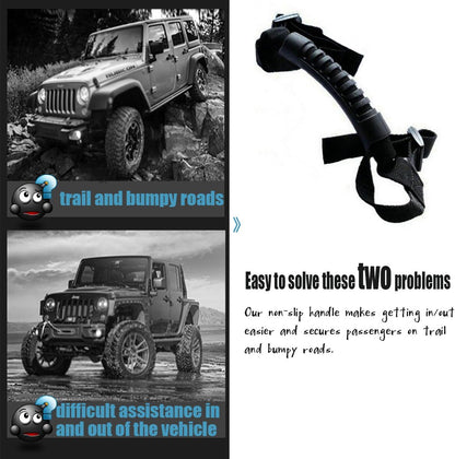 4-Pack Roll Bar Grab Handles for 1987-2023 Jeep Wrangler (Black)