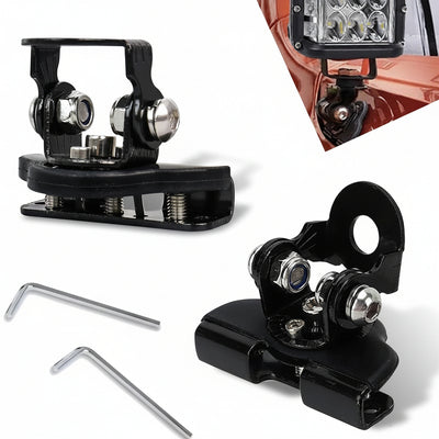 2-PCS Adjustable Hood Light Bar Brackets - Universal Ditch Light Mount for Trucks/Off-Road (Black)