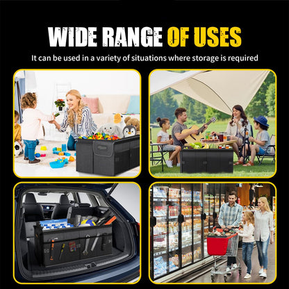 65L Collapsible Trunk Organizer with Lid - Non-Slip Bottom for SUV/Truck/Van (Black)