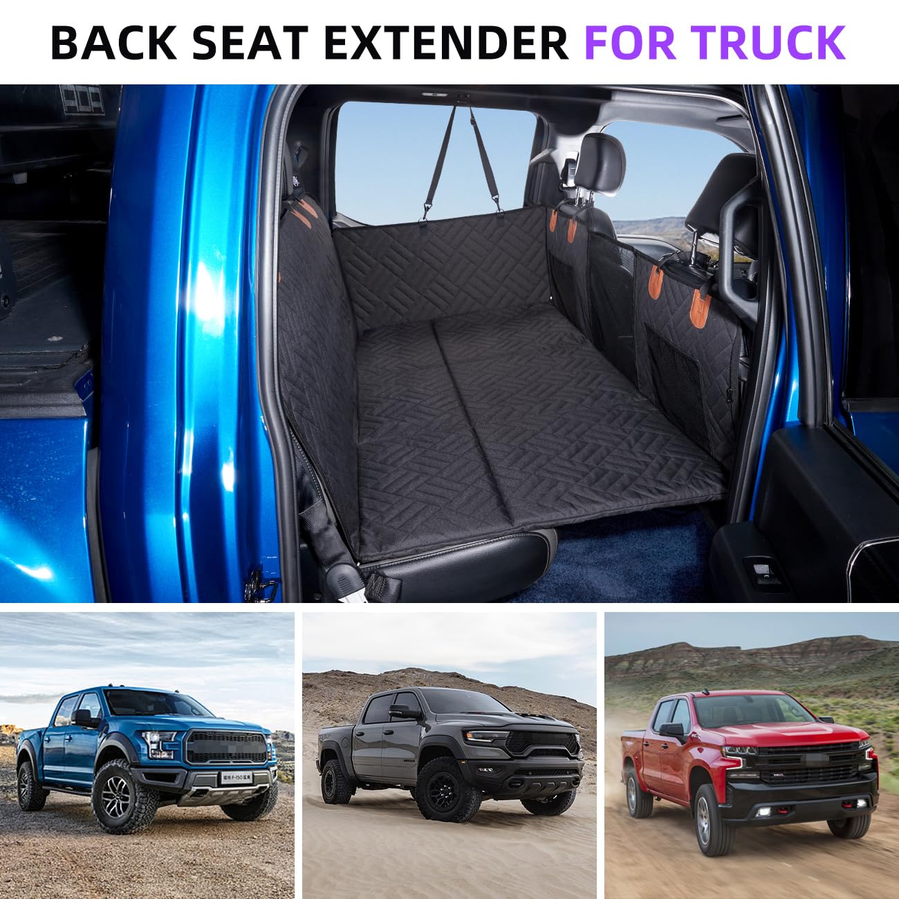 Dog Seat Cover and Bed for Trucks for F150, RAM1500, Silverado - Non-Inflatable Pet Mattress - OHMU