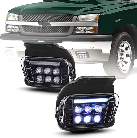Tecoom LED Fog Lights with Daytime Running Lamps Compatible with 2003-2007 Chevrolet Avalanche Silverado 1500/2500/3500 Classic