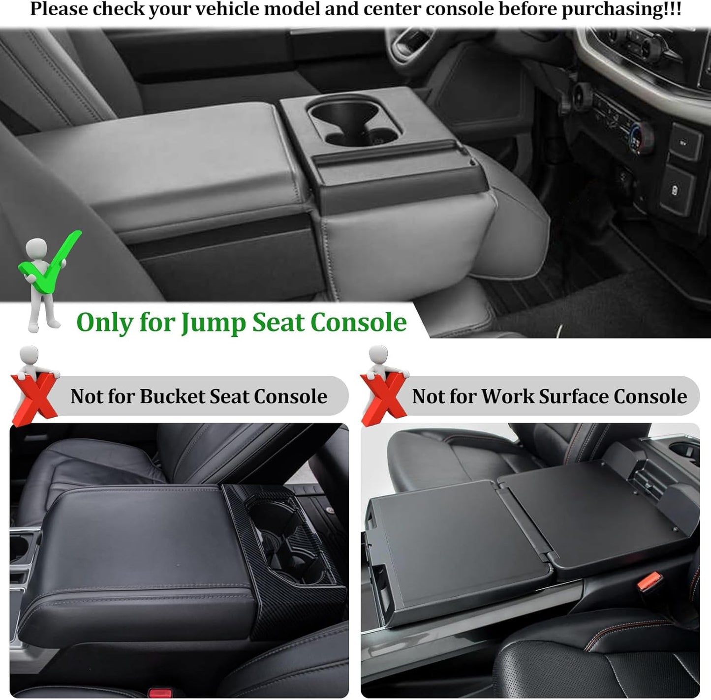 JDMCAR Upgrade Front Center Seat Headrest Organizer Compatible with 2011-2024 2025 Ford F150 F250 F350 F450 F550 F650 Accessories, Coin Container Storage Box with Non-Slip Silicone Mat(Jump Seat Only)