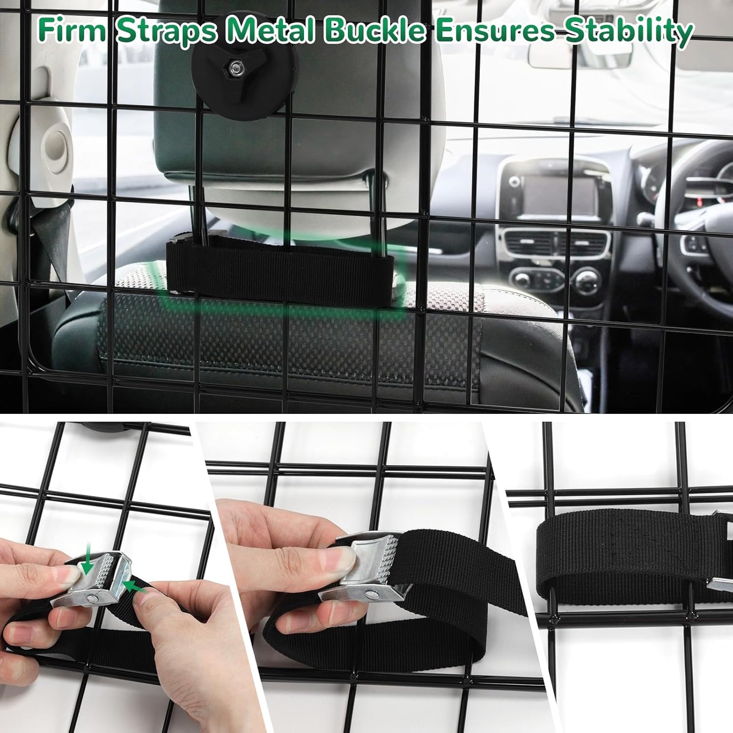 Adjustable Heavy-Duty Wire Mesh Dog Barrier - Universal for SUV/Car/Truck Cargo Area, Safety Travel