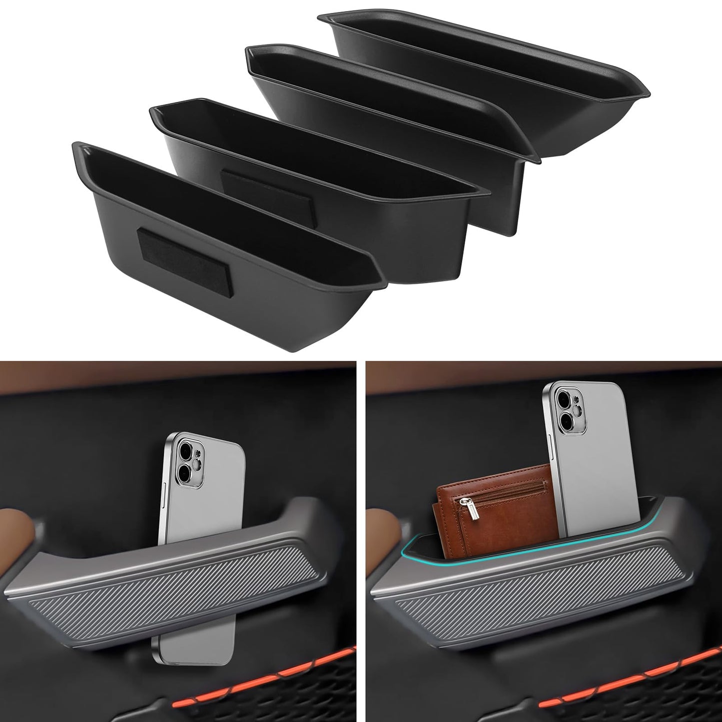 5-PCS Interior Organizer Tray Set for 2025-2026 Ford Bronco 4-Door (Excludes Sport)
