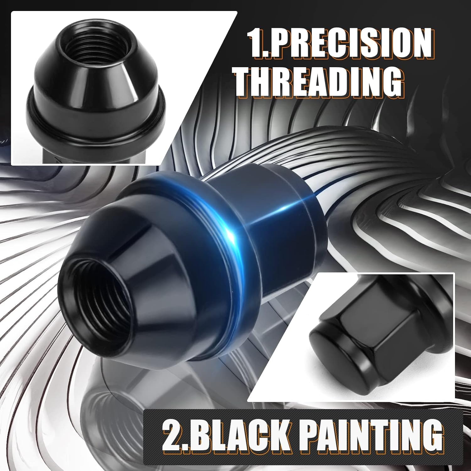 Dynofit 14x1.5 OEM Lug Nuts for F150 2015-2024, 24pcs One-piece Stock Lugnuts Compatible with Ford Expedition F-150 Lincoln Navigator 2016-2018/2019-2024, 14mmx1.5 Factory Tuner Nuts Replace OE#611008