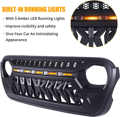 Mesh Grille Front Grill Cover for 2018+ Jeep Wrangler JL JLU JT Gladiator - OHMU