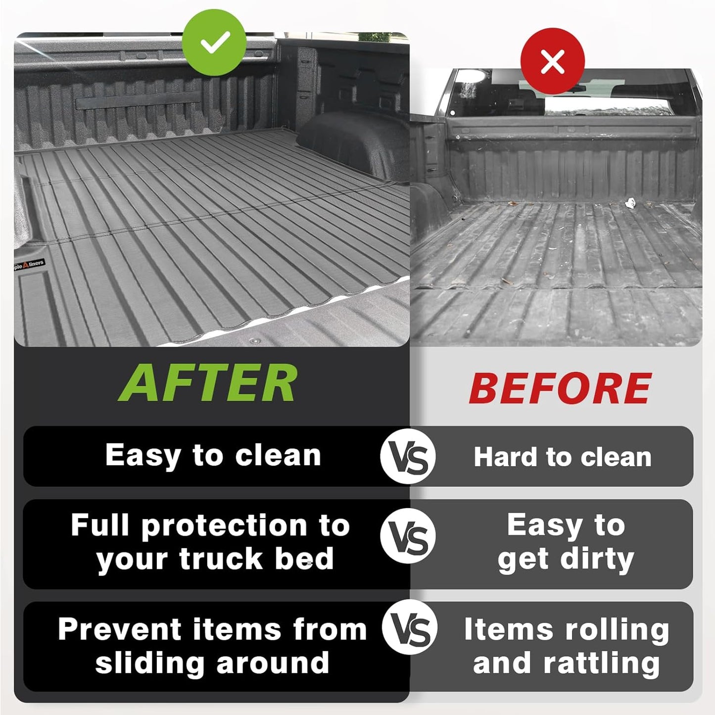 Truck Bed Mat Compatible with 2019-2024 Chevy Silverado/GMC Sierra 1500 - OHMU
