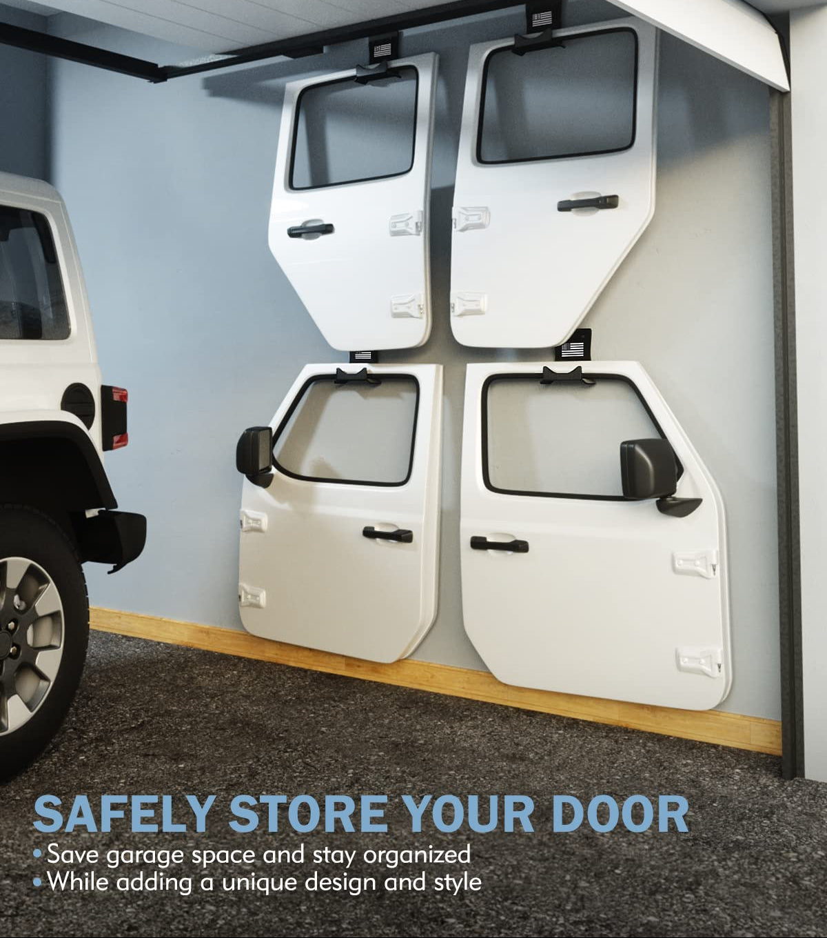 4-Pack Wall-Mounted Door Hangers for Jeep Wrangler (1956-2024)