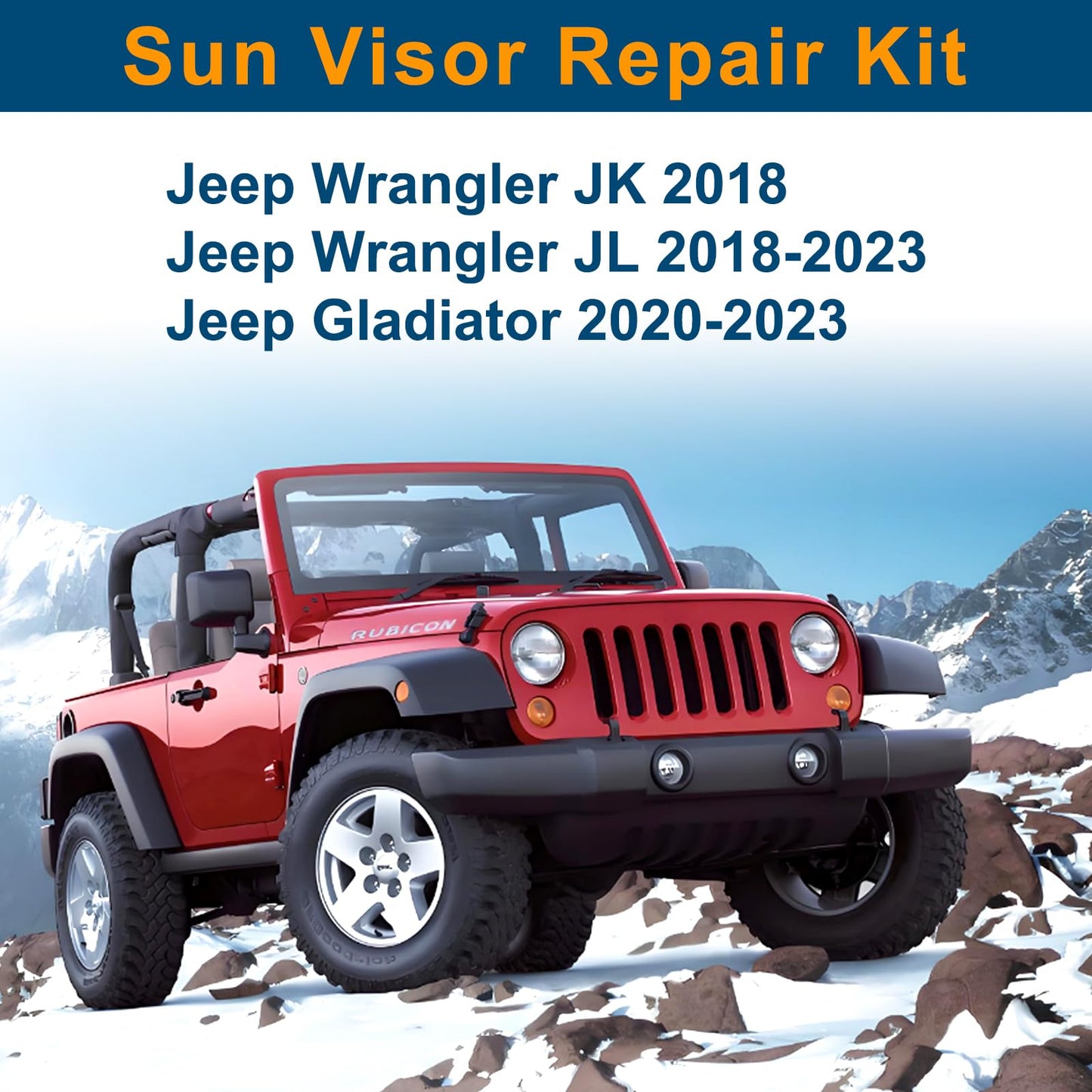 Sun Visor Repair Kit (2-Pack) for 2018-2023 Jeep Wrangler JL & Gladiator - Aluminum Clips (Black)