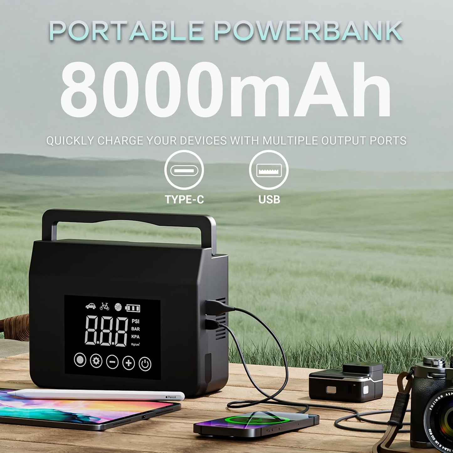4000A Jump Starter with 150PSI Air Compressor - Fast Charge Power Bank for Cars/Trucks/SUVs