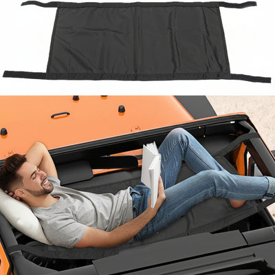 Jeep Roof Hammock Sun Shade - Mesh Cover for 1987-2024 Wrangler & Gladiator (Black)