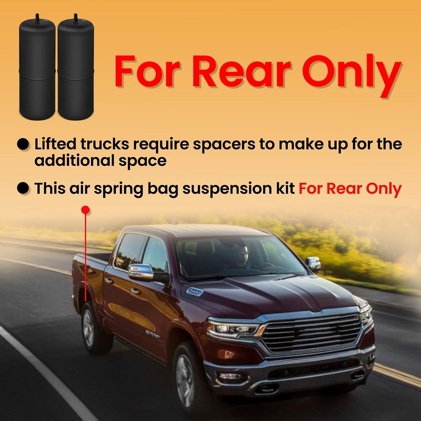 Air Helper Spring Kit for 2009-2024 Ram 1500/Classic - 2100 lb Load Leveling, 60818HD