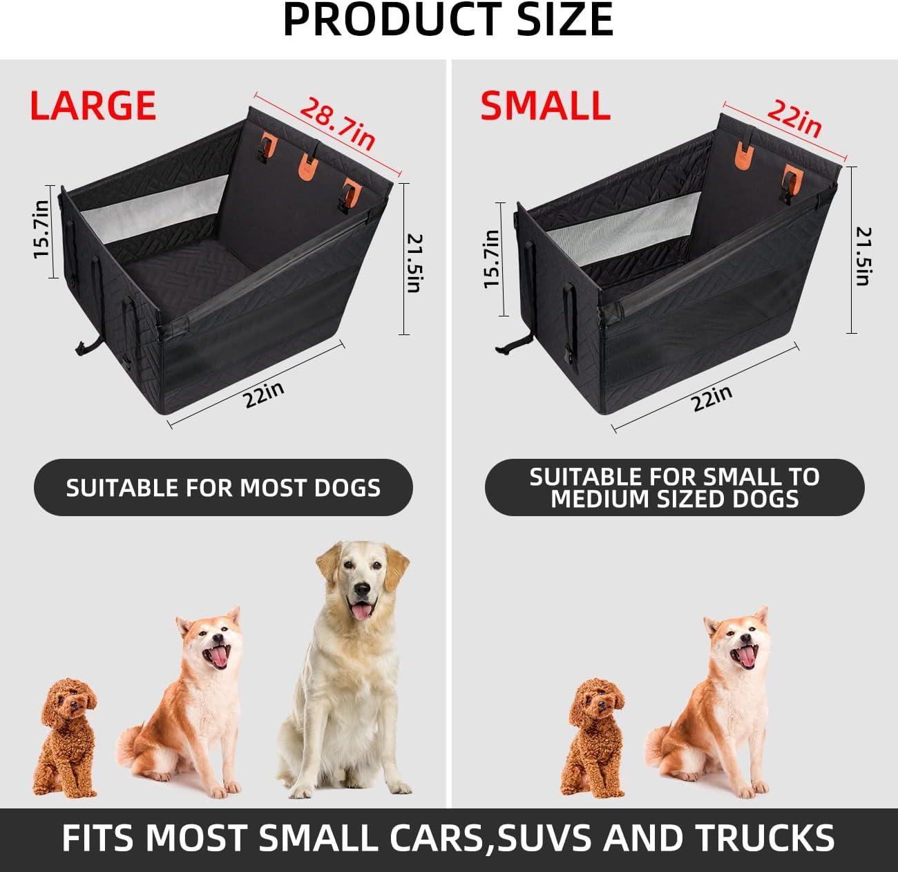 Dog Car Seat for Medium Dogs for Car SUV Truck (Black-L) - OHMU
