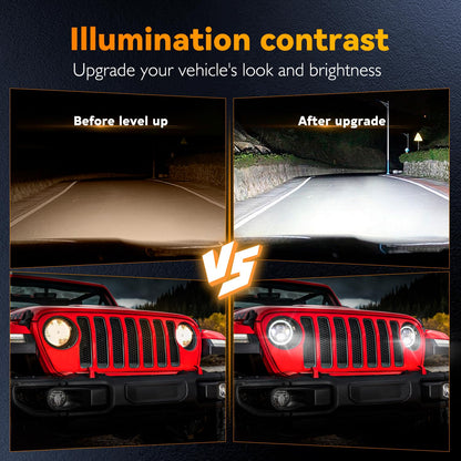 9" Round LED Headlight: DRL, Hi/Lo Beam, Amber Turn Signal