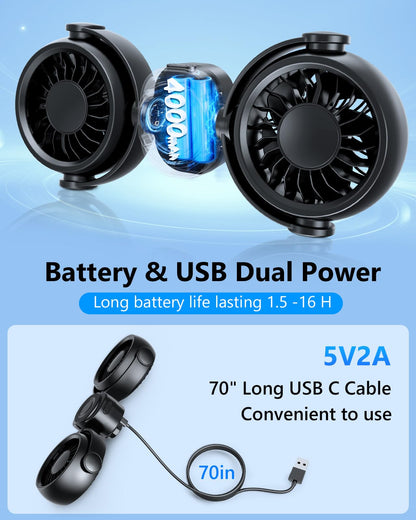 Backseat Car Fan with Magsafe Holder, 3 Speeds, Rechargeable