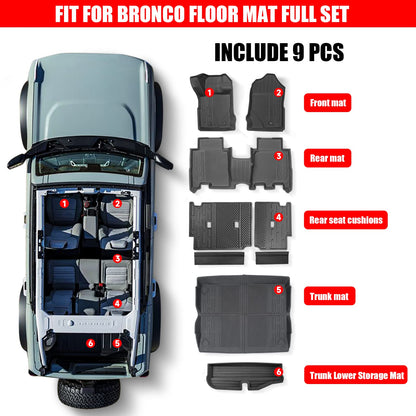 Floor Mats & Cargo Liner Set for 2021-2026 Ford Bronco 4-Door (Excludes Sport)