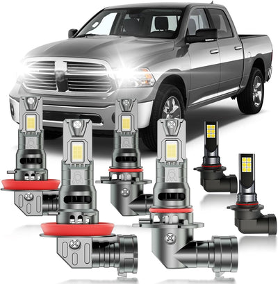 6-PCS Super Bright White Fog Light Bulb Kit for 2013-2018 Dodge Ram 1500 - Plug & Play