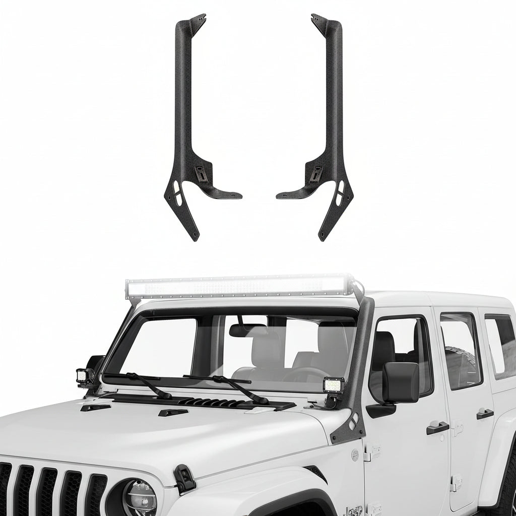 A-Pillar Mount for 52" Light Bar - Compatible with 2018-2022 Jeep JL & Gladiator JT (Black)