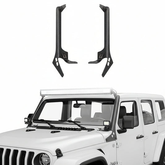 A-Pillar Mount for 52" Light Bar - Compatible with 2018-2022 Jeep JL & Gladiator JT (Black)