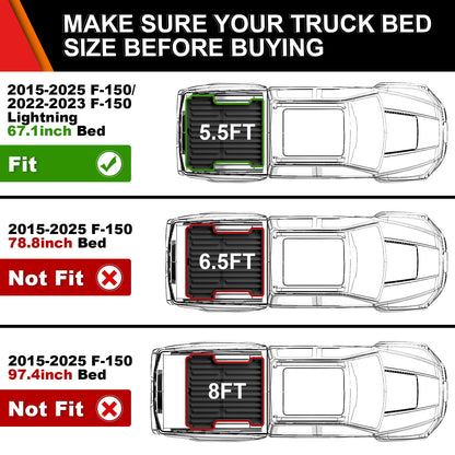 5.5' TPE Truck Bed Mat for 2015-2025 Ford F-150 & 2022-2023 Lightning - All-Weather Protection