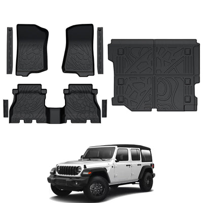 All-Weather TPE Floor Mats, Cargo Liner & Door Sill Guards for 2018-2026 Jeep Wrangler JL 4-Door (Gas)