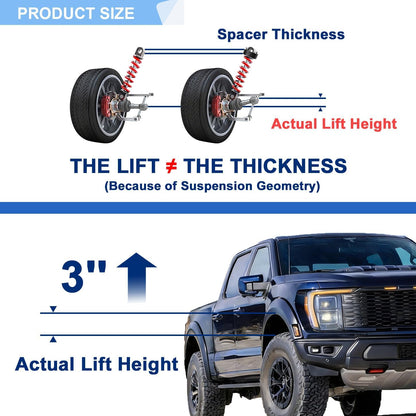 3" Front Leveling Kit for 2004-2026 Ford F-150 & Expedition - Aluminum Forged Spacers