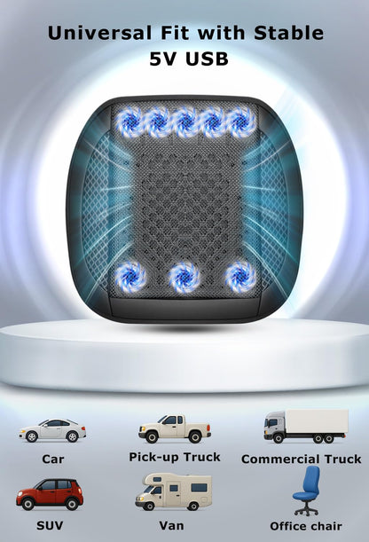 Ventilated 8-Fan Car Seat Cushion for Commutes & Road Trips