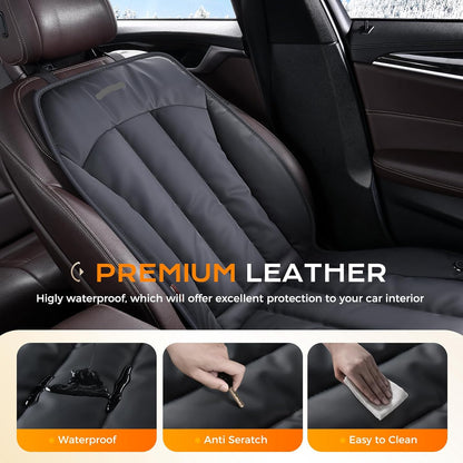 Waterproof Faux Leather Front Seat Cover - Universal Fit, Winter Cozy (Black)