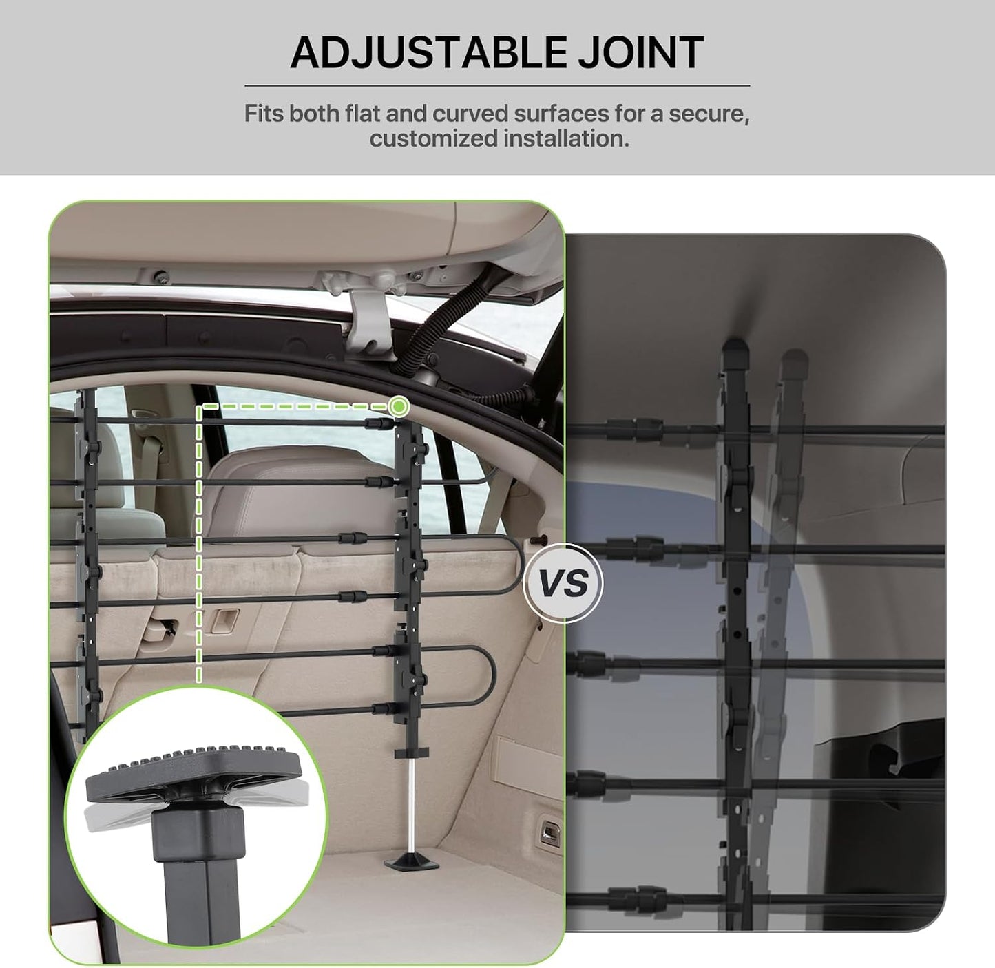 Adjustable Dog Barrier 34"-60"W x 30"-50"H - Strong Metal Tubing for SUV/Car/Truck/Minivan (Black)
