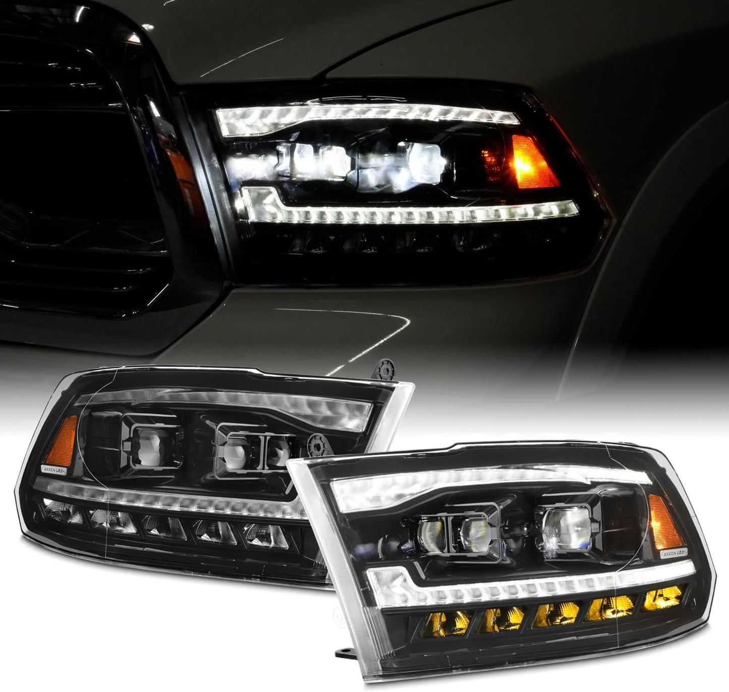 [Factory Upgrade] For 09-18 Dodge Ram 1500 2500 3500 LED DRL Headlights With Light bulbs - OHMU