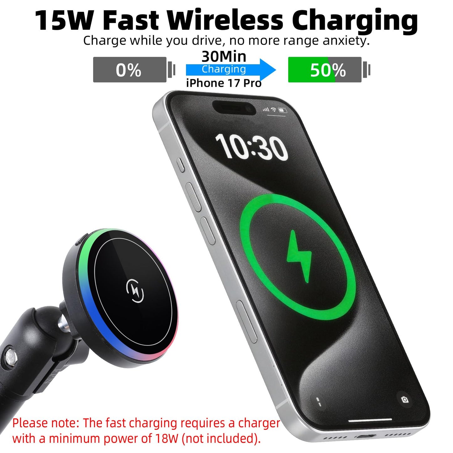 Magnetic Wireless Phone Mount for Ford Bronco, MagSafe Compatible