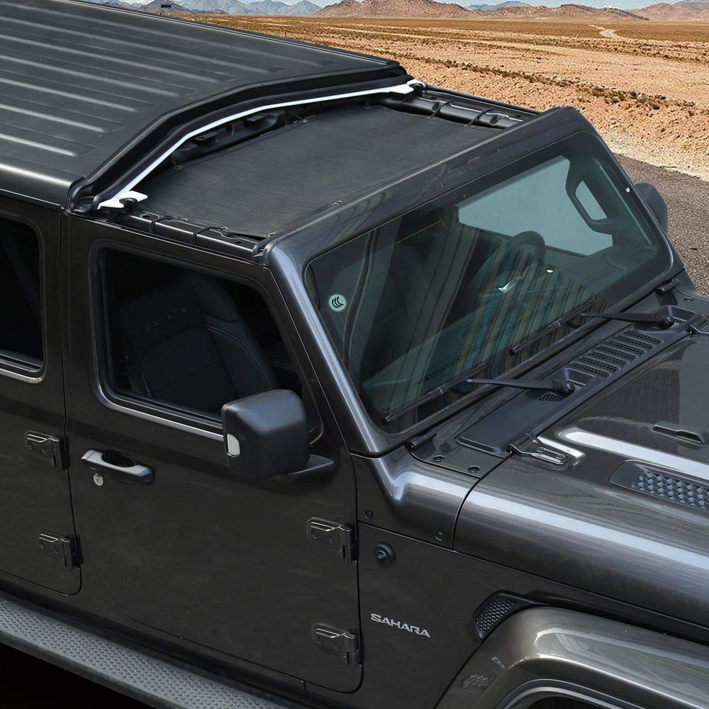 Mesh Bikini Top Sun Shade for 2018-2023 Jeep Wrangler JL & Gladiator JT - Black
