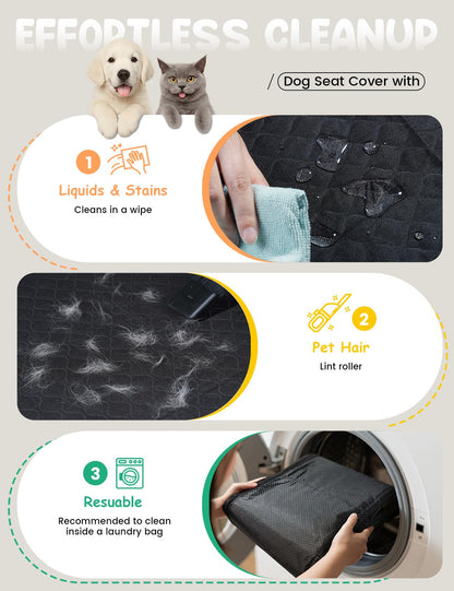 Dog Car Seat Cover - Waterproof Hammock with Mesh Window