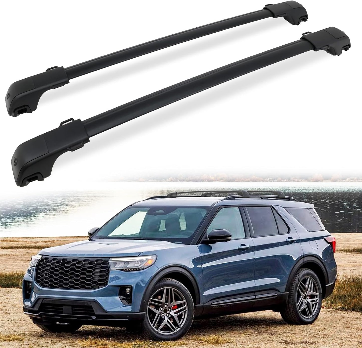 Lockable Roof Rack Cross Bars for 2020-2026 Ford Explorer w/Side Rails - 330 lb Capacity