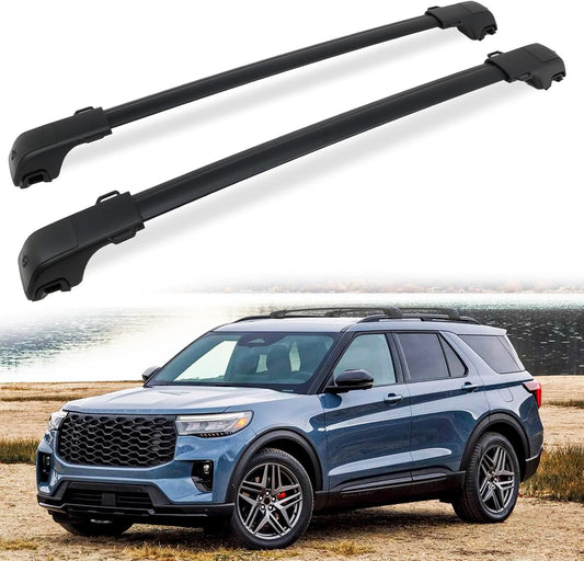 Lockable Roof Rack Cross Bars for 2020-2026 Ford Explorer w/Side Rails - 330 lb Capacity