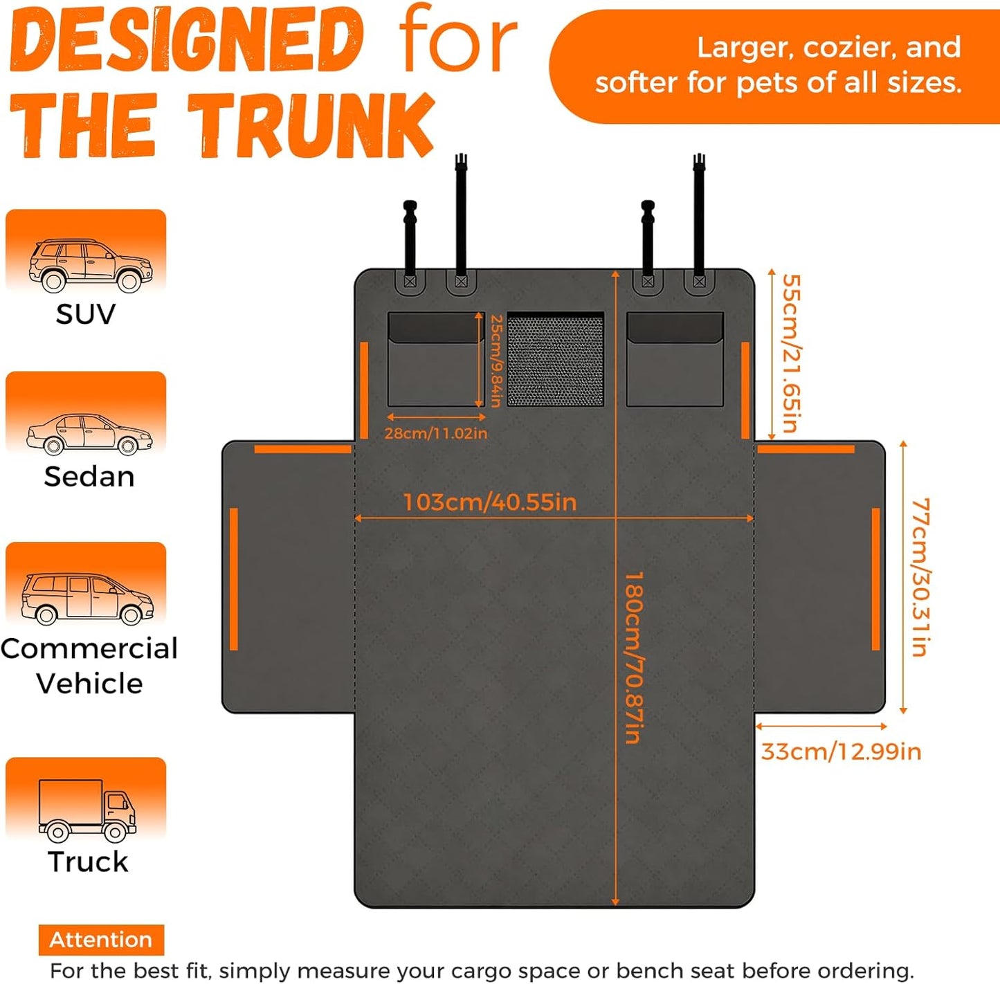 Waterproof SUV Cargo Liner for Dogs - Large Universal Fit w/Side Walls, Bumper Flap, Scratchproof for Sedan/Van