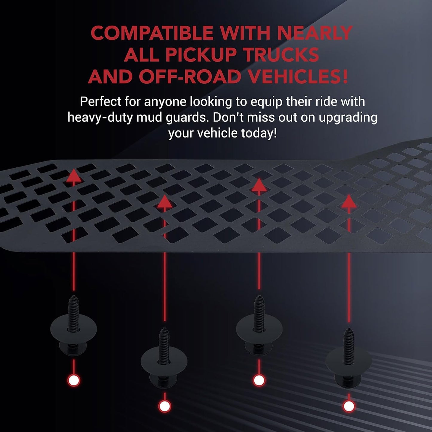 Universal Heavy-Duty Mud Flaps (4-PCS) for Pickup/SUV/Van - Impact-Resistant (Black)