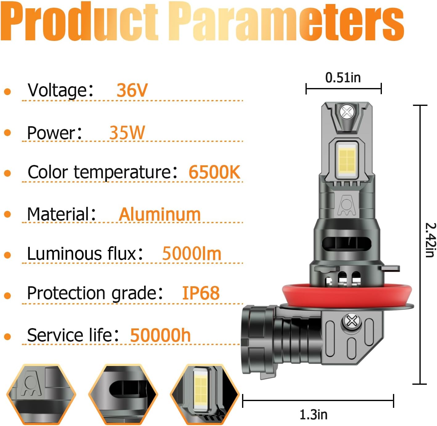 6-PCS Super Bright White Fog Light Bulb Kit for 2013-2018 Dodge Ram 1500 - Plug & Play