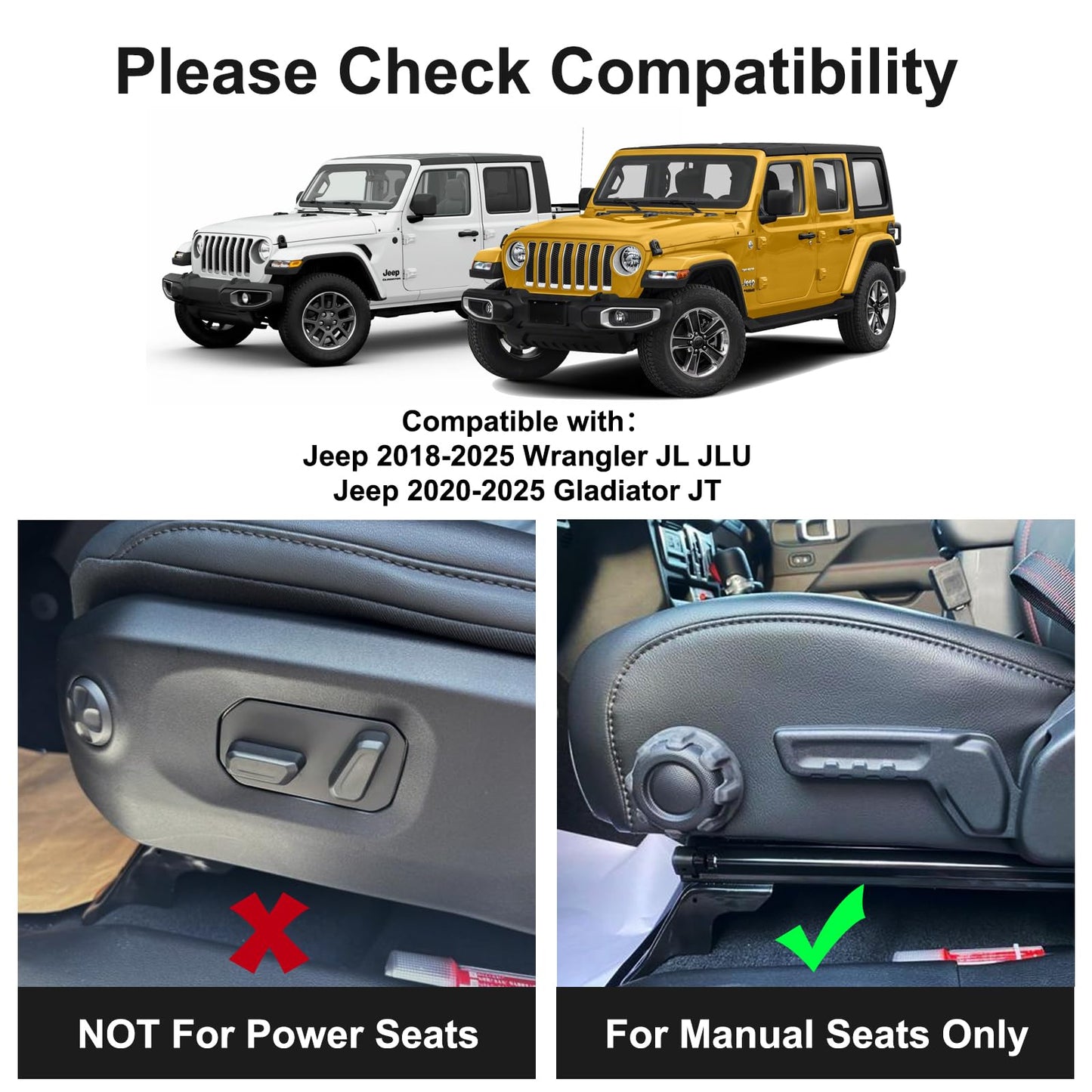 Front Under Seat Storage Organizer (2-PCS) for 2018-2026 Jeep Wrangler JL & Gladiator JT (Excludes Power Seats)