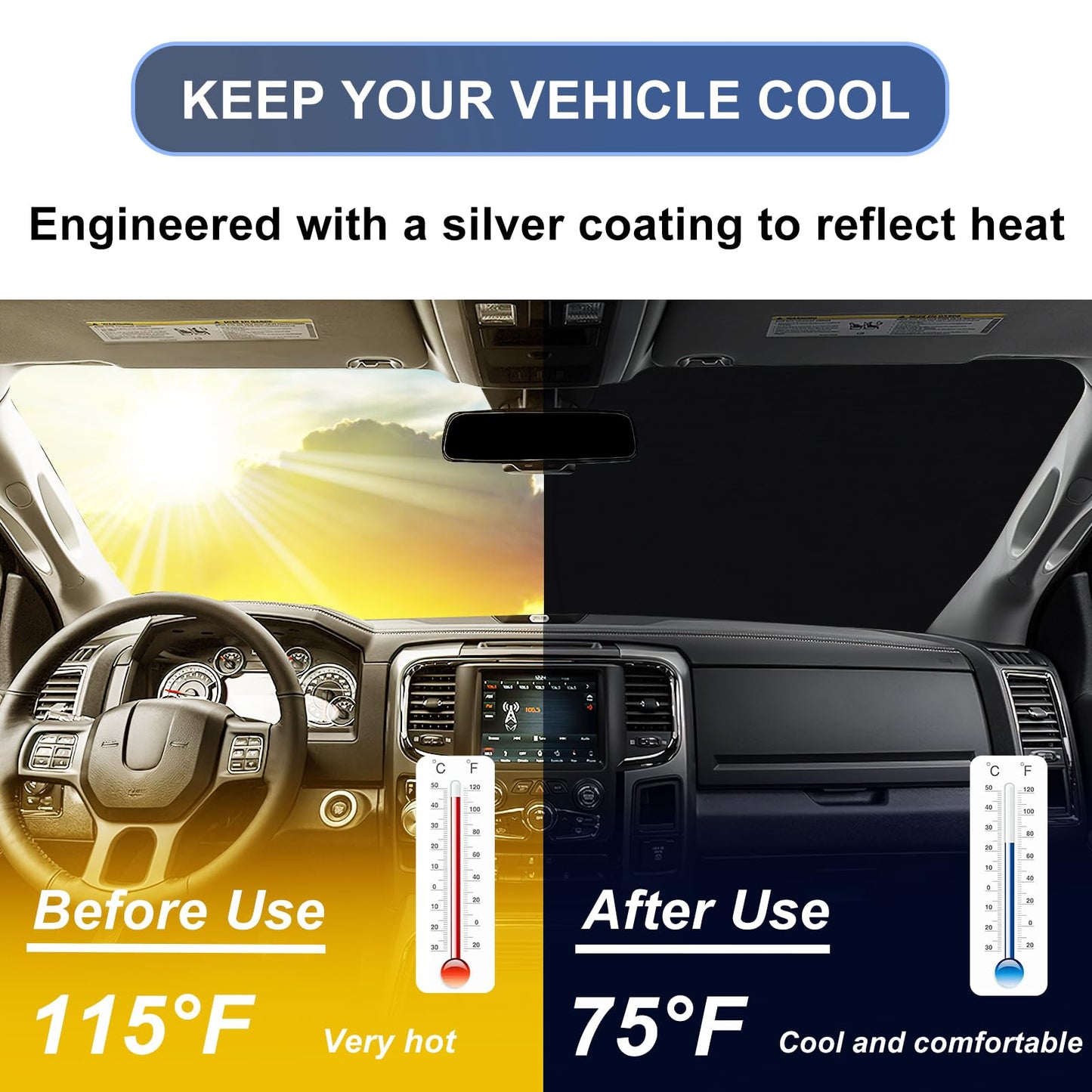 310T Polyester Sun Shade for 2018-2026 Jeep Wrangler JL & Gladiator - Full Cover
