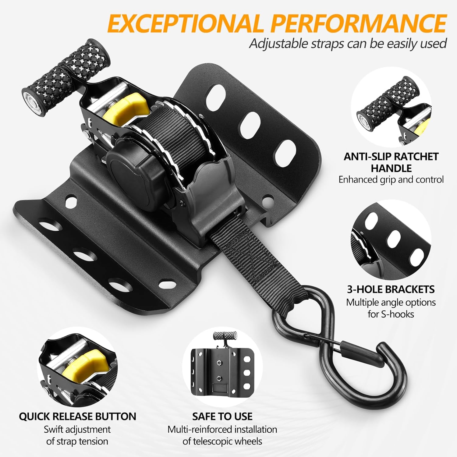 2PCS Retractable Tie Down Straps for 2015-2025 Ford F150, Retractable Ratchet Straps 10 Ft Self Retracting Tie Down with Boxlink Plates Mounted Brackets Bed Mount Heavy Duty Bolt on