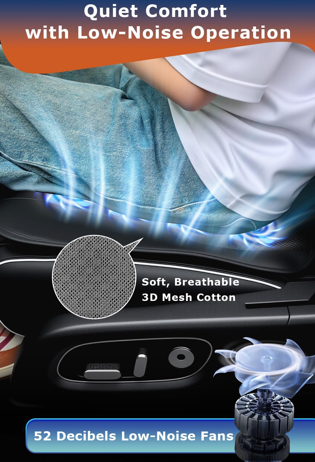 Ventilated 8-Fan Car Seat Cushion for Commutes & Road Trips