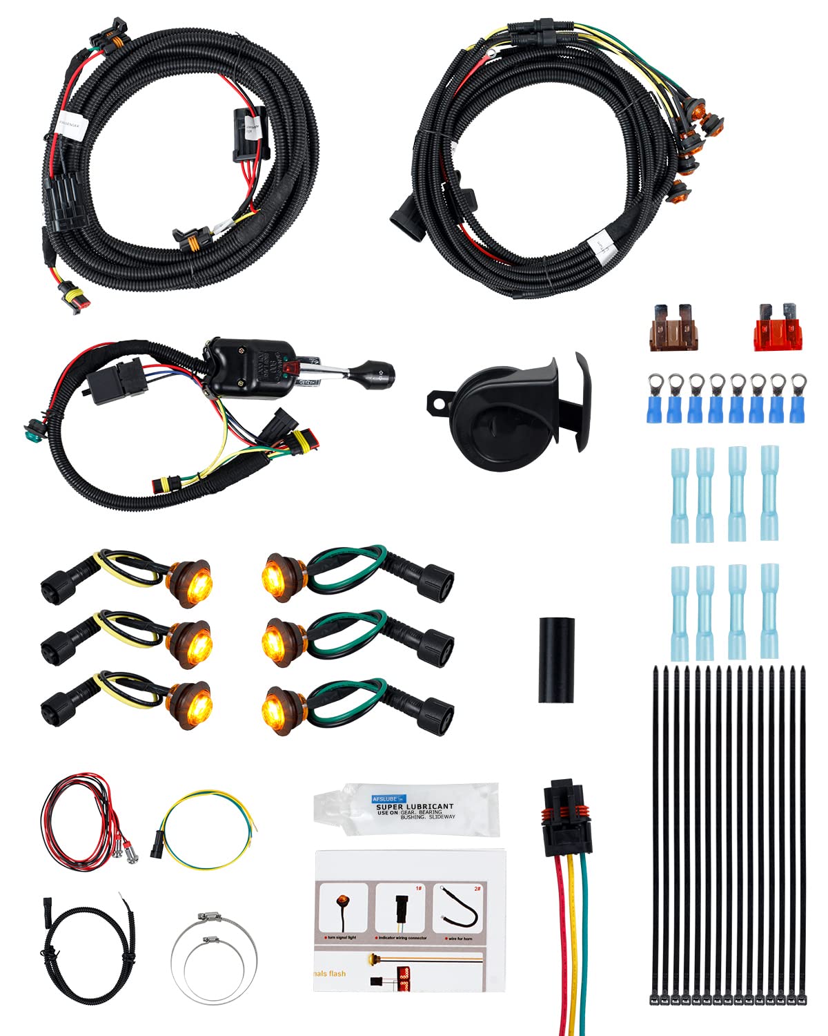 Universal UTV ATV Plug and Play Street Legal Turn Signal Kit with Harness, Column Switch, Horn, LED Blinkers