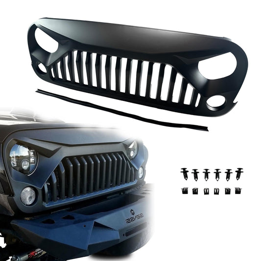 JK Wrangler Front Bumper Grille, Matte Black