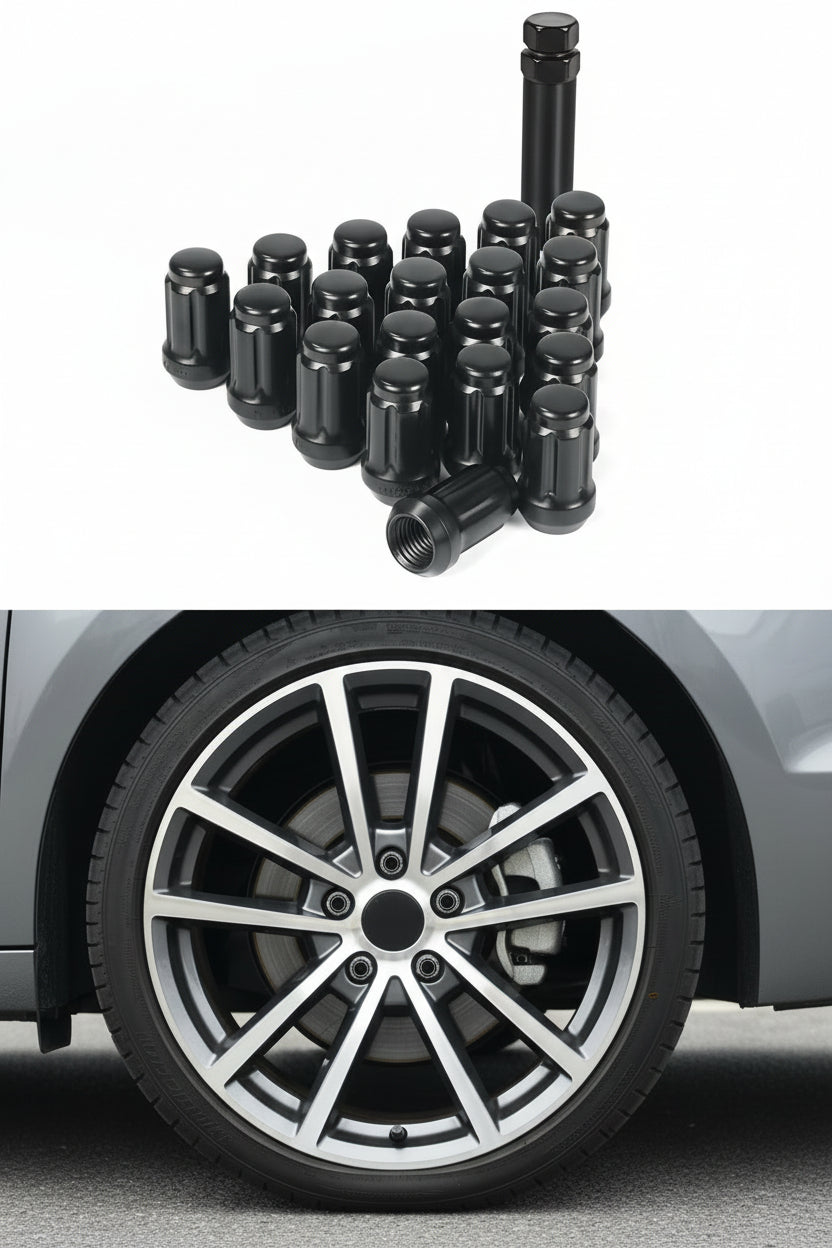 23PC Black Lug Nuts - Replacement for Jeep Wrangler JK, Liberty, Grand Cherokee