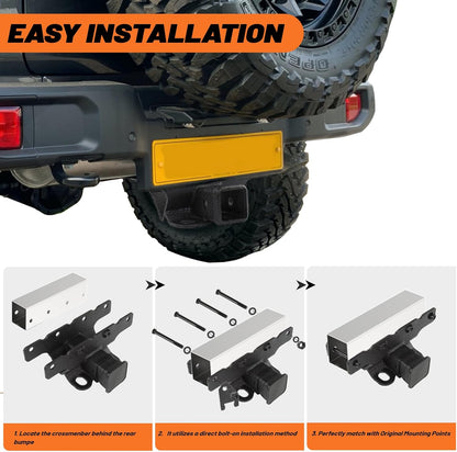 2" Rear Tow Hitch Kit for 2018-2024 Jeep Wrangler JL 2/4-Door - Metal Black w/Cover