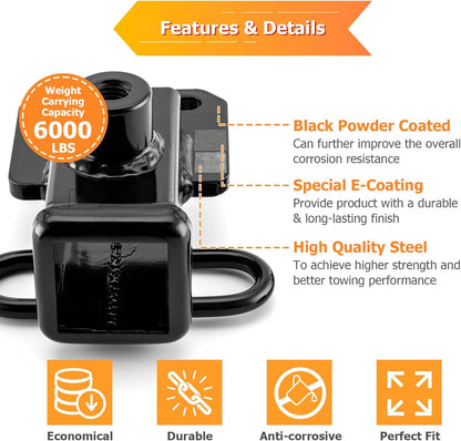 WeiSen 2" Rear Trailer Hitch Receiver Class 3 Towing Hitch Compatible with Dodge Ram 1500 1500 5th Gen (DT) with Factory Class 3 Towing Bumper, Black