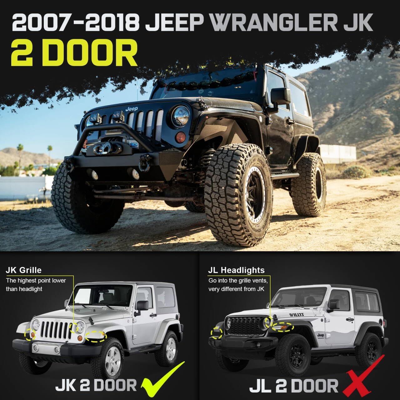 6" Two-Step Running Boards for 2007-2018 Jeep Wrangler JK 2-Door